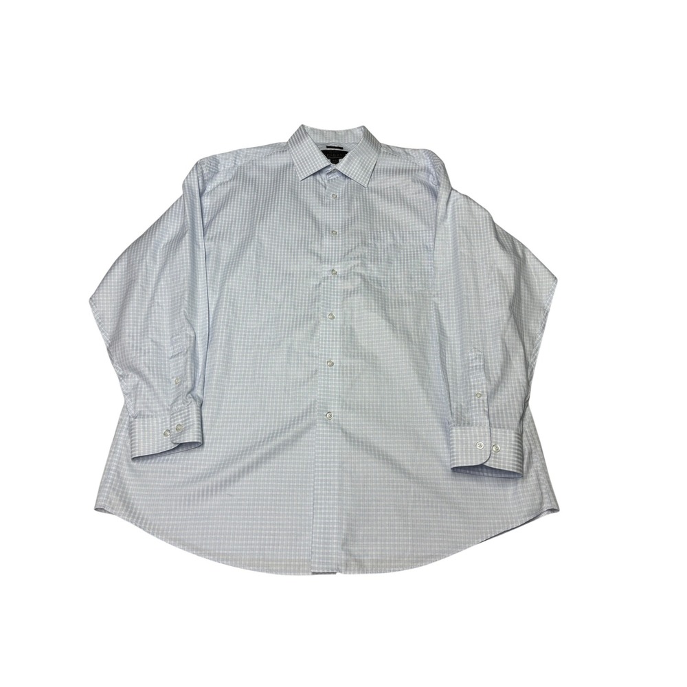 Jos. A. Bank Reserve Dress Shirt Mens 18 35 Blue White Check Egyptian Cotton